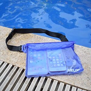 MELOP Waterproof Pouch Bag with Adjustable Shackle Strap Protect Phone and Items Dry and Clean from Water Submersion When Rainning Boating Swimming Kayaking Fishing Water Parks - Blue