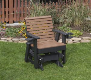 ecommersify inc cedar-poly lumber roll back poly resin 2 feet patio garden traditional glider with cupholder arms heavy duty everlasting - made in usa - amish crafted