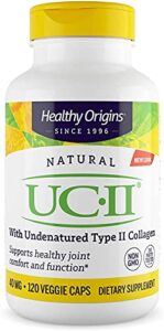 healthy origins uc-ii, 40 mg - premium collagen supplement for joint health, mobility & flexibility - undenatured type ii collagen - gluten-free & non-gmo supplement - 120 veggie caps