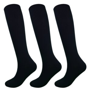 fitliva teen juniors high knee athlete long tube sports socks (3pack-black)