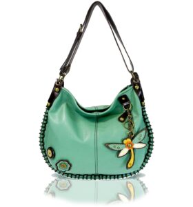 chala crossbody handbag, casual, soft, large bag shoulder or crossbody - dragonfly - teal