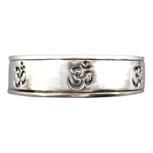 ENERGY STONE Seven Om Narrow Band Sterling Silver Meditation Spinner Ring (Style US39) (7)