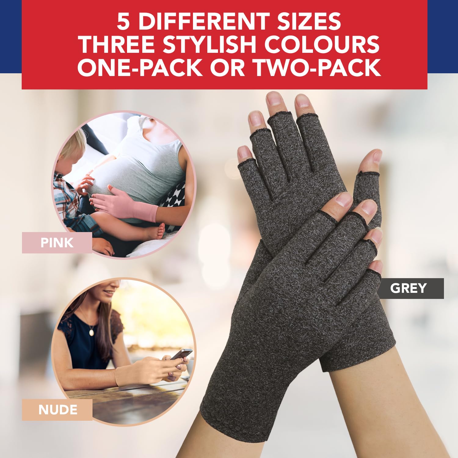 Doctor Developed Compression Gloves for Women and Men/Open-Finger Arthritis Gloves/Typing Gloves/Hand Compression Gloves for Arthritis & Carpal Tunnel, With Doctor Handbook (Grey, S)