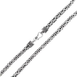 Length 24 3mm Round Byzantine Bali Handmade Chain Necklace Solid 925 Sterling Silver