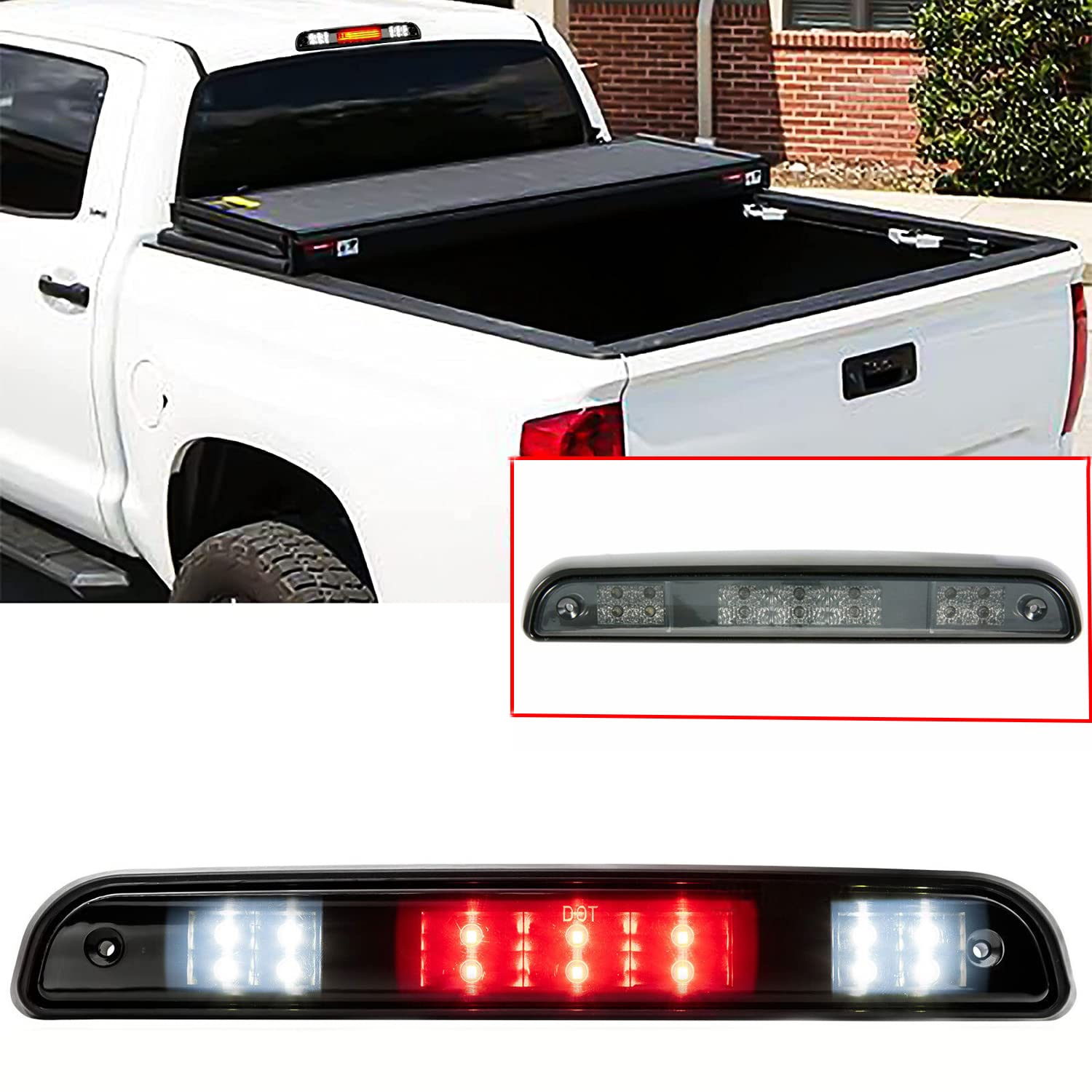 LED Rear Stop 3rd Brake Light Replacement For Ford F150 1994-1996/ F250 F350 1994-1997/ Bronco 1992-1996, Smoked Lens Tail Brake Light Cargo Lamp with Gasket