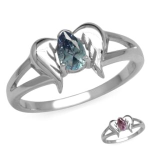 silvershake simulated color change alexandrite 925 sterling silver angel wings ring size 6