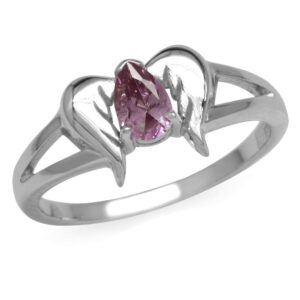 Silvershake Simulated Color Change Alexandrite 925 Sterling Silver Angel Wings Ring Size 6