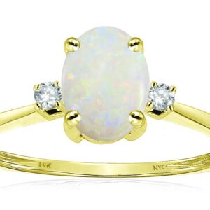 Star K Oval 8x6mm Genuine Opal Engagement Promise Ring 14 kt Yellow Gold Size 8