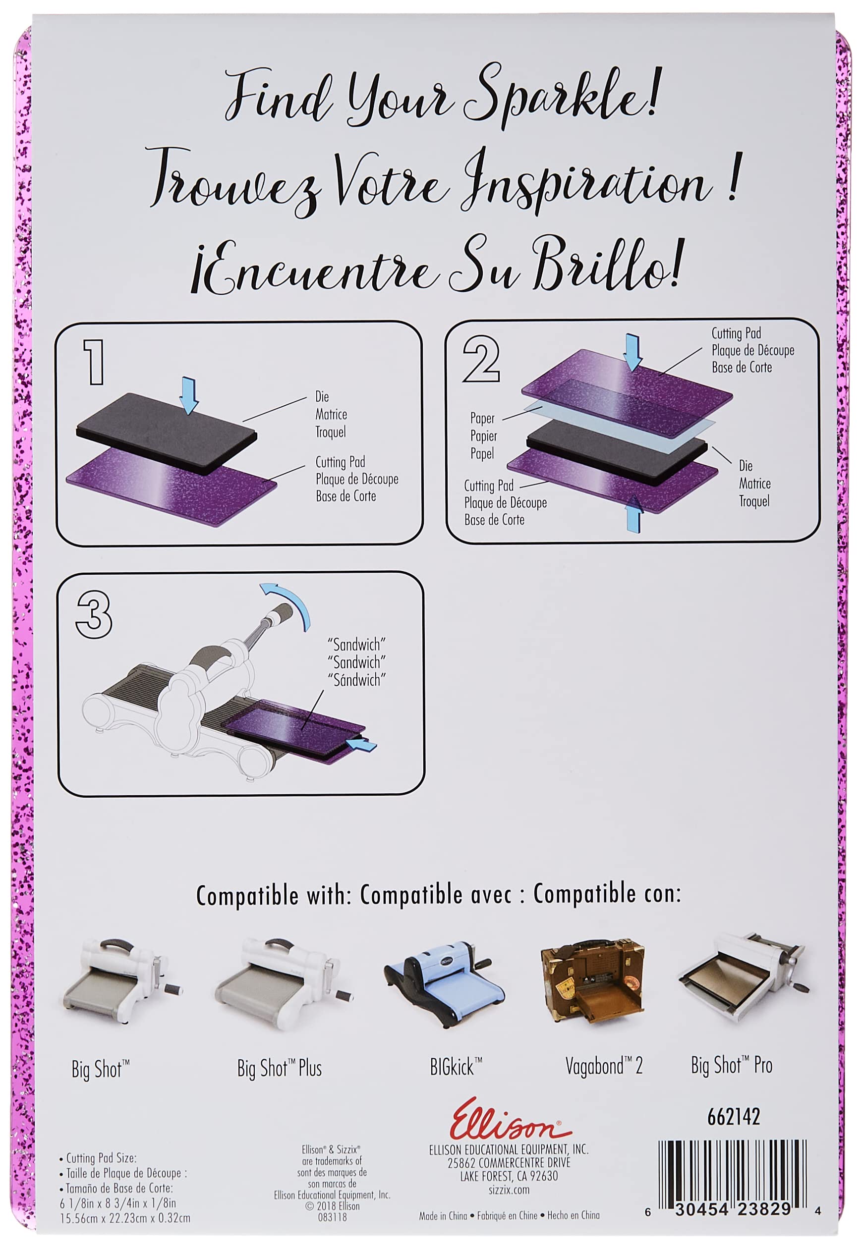 Sizzix SIZ662142 Cutting Pad Standard Purple Silver Glitter Purpleslr