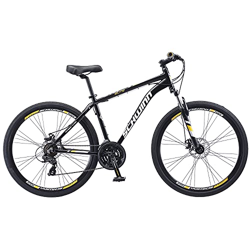 Schwinn GTX Elite Comfort Adult Hybrid Bike for Men and Women, Dual Sport Bicycle, 700c Wheels, 18-Inch Step-Over Aluminum Frame, 24-Speed Trigger Shifters, Mechanical Disc Brakes, Black/Yellow