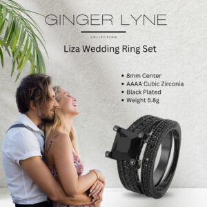 Ginger Lyne Collection Liza Bridal Set Gothic Modern Black Cubic Zirconia Engagement Ring Wedding Band Fashion Jewelry For Women