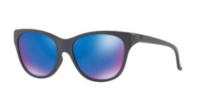 oakley women's oo9357 hold cateye sunglasses, steel/sapphire iridium polarized, 55 mm