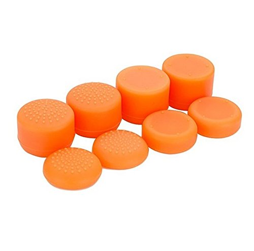 Pack of 8 pcs Analog Controller Gamepad Raised Antislip Thumb Stick Grips Thumbsticks Joystick Cap Cover for PS5, PS4, PS3, Switch Pro, Xbox one, Xbox 360, Wii U, PS2 Controller (Orange)