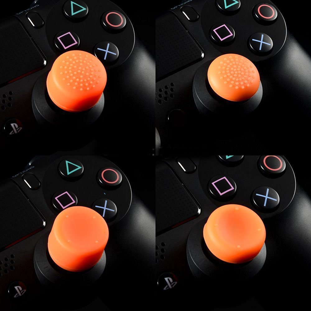 Pack of 8 pcs Analog Controller Gamepad Raised Antislip Thumb Stick Grips Thumbsticks Joystick Cap Cover for PS5, PS4, PS3, Switch Pro, Xbox one, Xbox 360, Wii U, PS2 Controller (Orange)