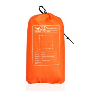 DD Hammocks - DD Tarp 3x3 - Sunset orange (10ft x 10ft) - 100% Waterproof Lightweight & Multifunctional High Visibility Rainfly Tarp Tent Shelter for Camping, Bushcraft & Scouts