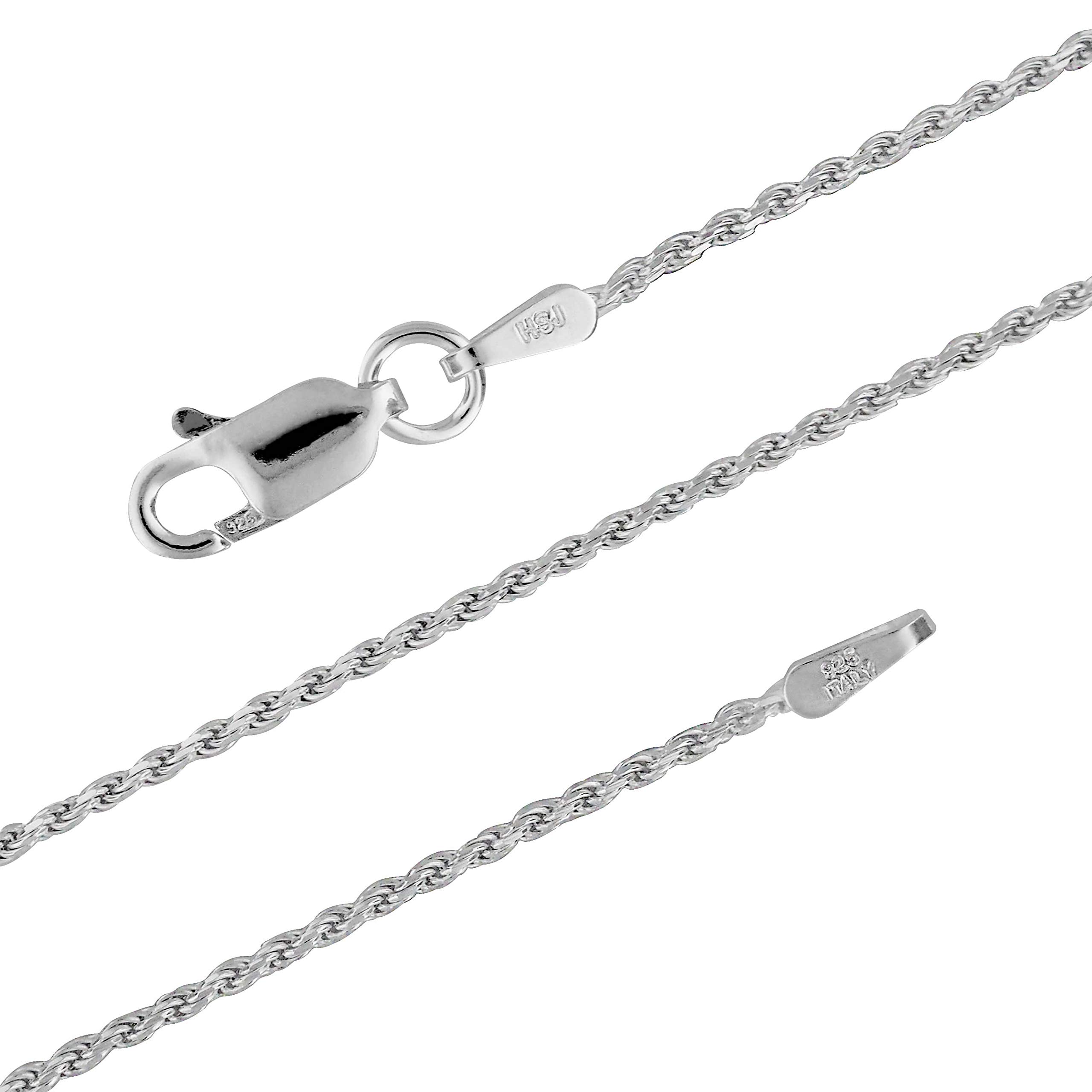 Hawaiian Silver Jewelry Sterling Silver Necklace – 1.1mm Diamond-Cut Rope Chain Necklace – Premium Italian Made Silver Jewelry – Elegant Silver Necklace for Women – 20-inch