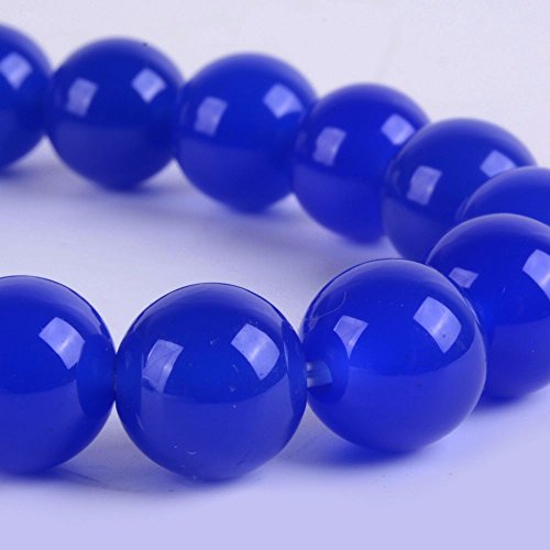 Blue Agate Gemstone 10mm Round Beads Stretch Bracelet 7 Inch Unisex