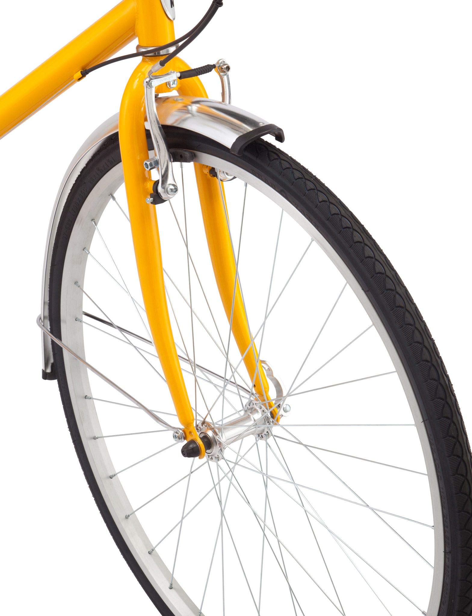 Schwinn Wayfarer Adult Hybrid Bike, Mens and Womens, 16-Inch/Small Steel Step-Through Frame, 7-Speed Drivetrain, Rear Rack, 28-Inch Wheels, Yellow