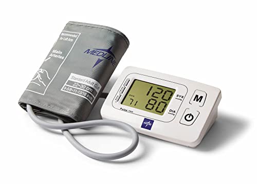 Medline Elite Small and Compact Automatic Digital Blood Pressure Monitor with Adult Upper Arm Cuff (fits arms 22-30 cm), Batteries Included, MDS1001