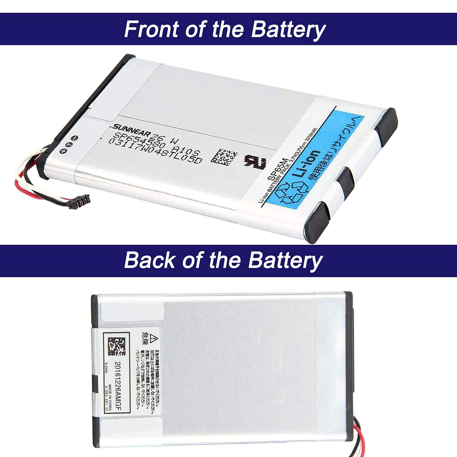 SUNNEAR SP65M 3.7V 2210mAh Battery Replacement for Sony Playstation PS Vita PCH-1001 PCH-1101 1003 1103 Battery with Tools