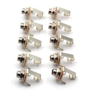 Electric Guitar Output Jack, Switchcraft #11 1/4 Guitar Jack, Audio Jack for Quarter Inch Cable, Nickel Plate Contact, Mono Output Jack, Bulk Lot of 10