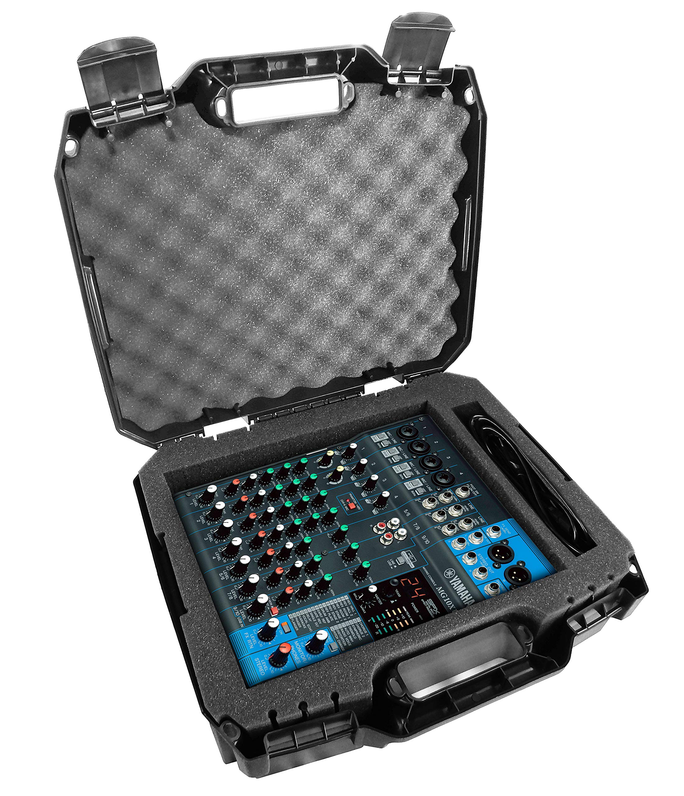 CASEMATIX DJ Mixer Case Compatible with Yamaha AG08 Streaming Loopback Mixer, MG10XU, MG10 or MG06 Stereo Interface and Cables - Hard Shell DJ Bag with Pre-Diced Customizable Foam Interior Only