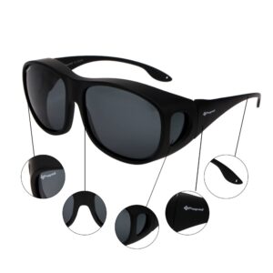 Freeprint Polarized Solar Shield Fit Over Glasses Driving Sunglasses for Men and Women，Black