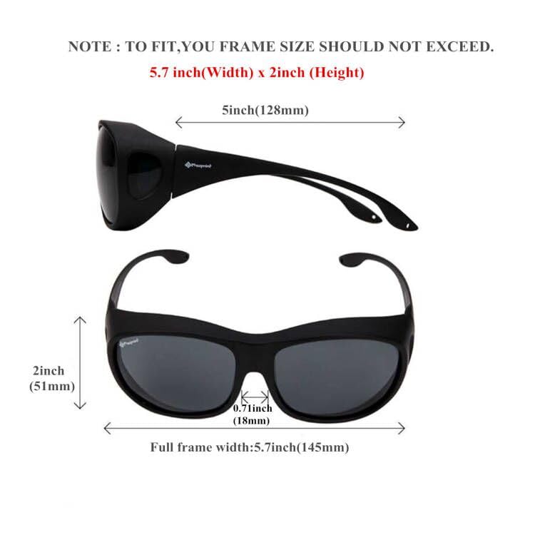 Freeprint Polarized Solar Shield Fit Over Glasses Driving Sunglasses for Men and Women，Black