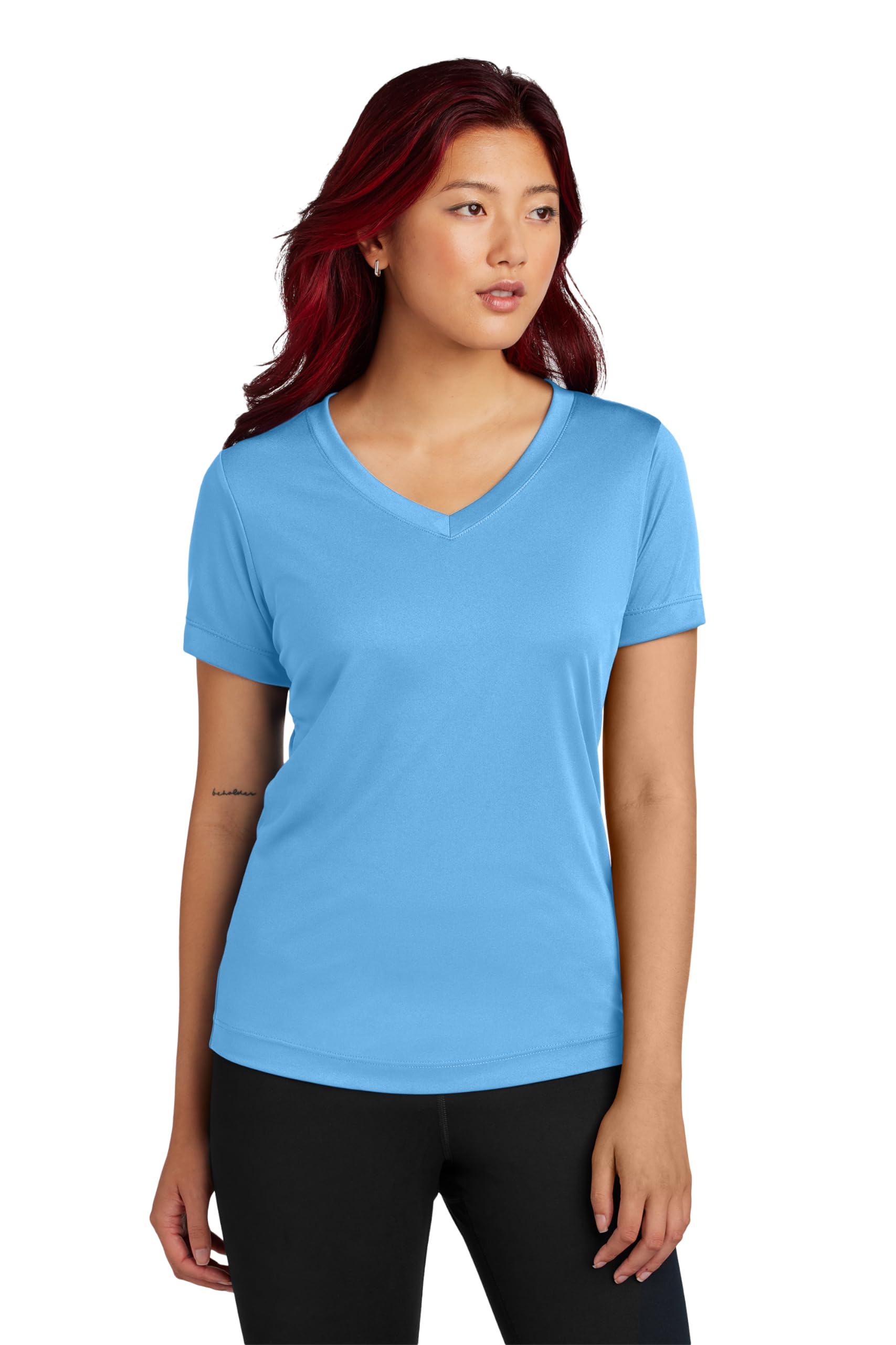 Clothe Co. Workout Tops for Women, Workout Shirt Women, V-Neck Gym Tops for Women (Available in Plus Sizes), Carolina Blue, S