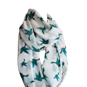 Etwoa Teal Blue Birds Pattern Infinity Scarf Circle Scarf Loop Scarf