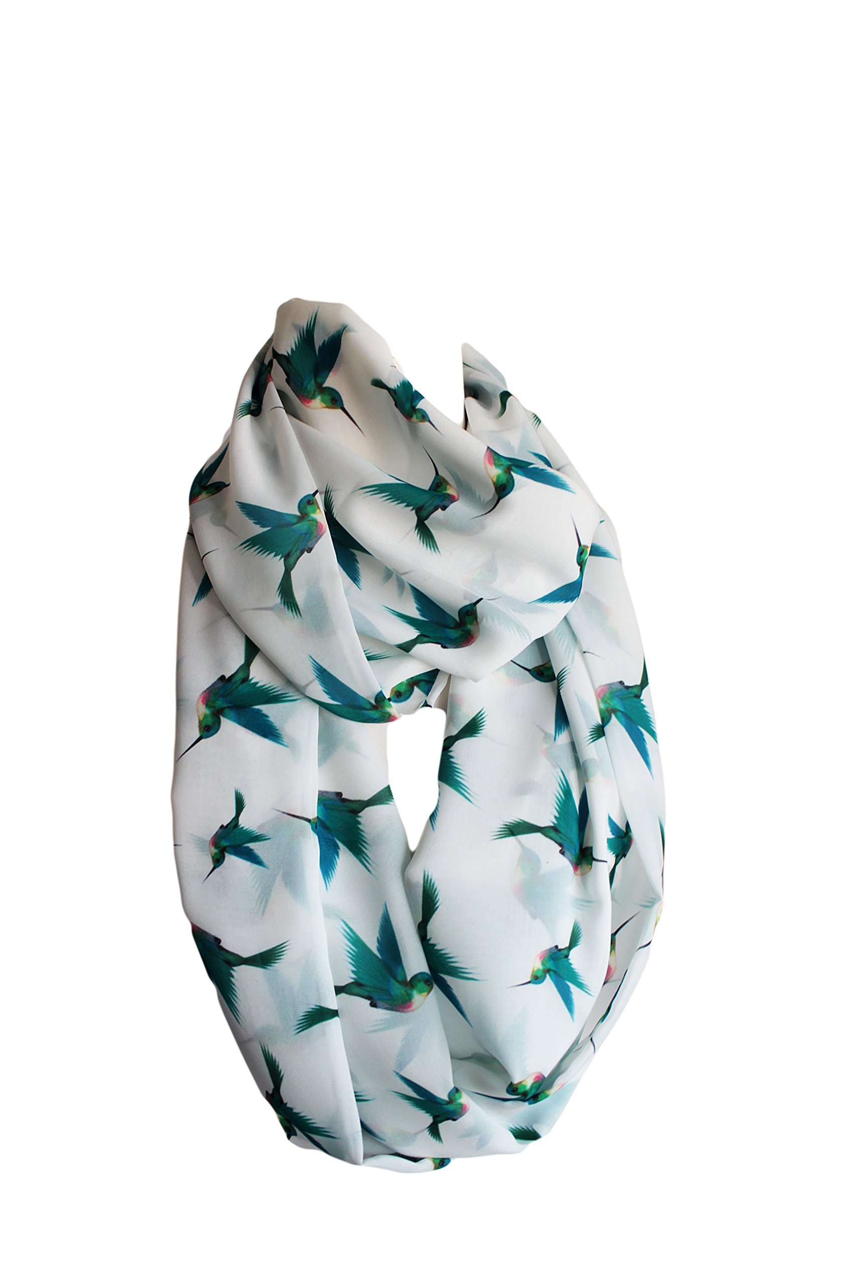 Etwoa Teal Blue Birds Pattern Infinity Scarf Circle Scarf Loop Scarf