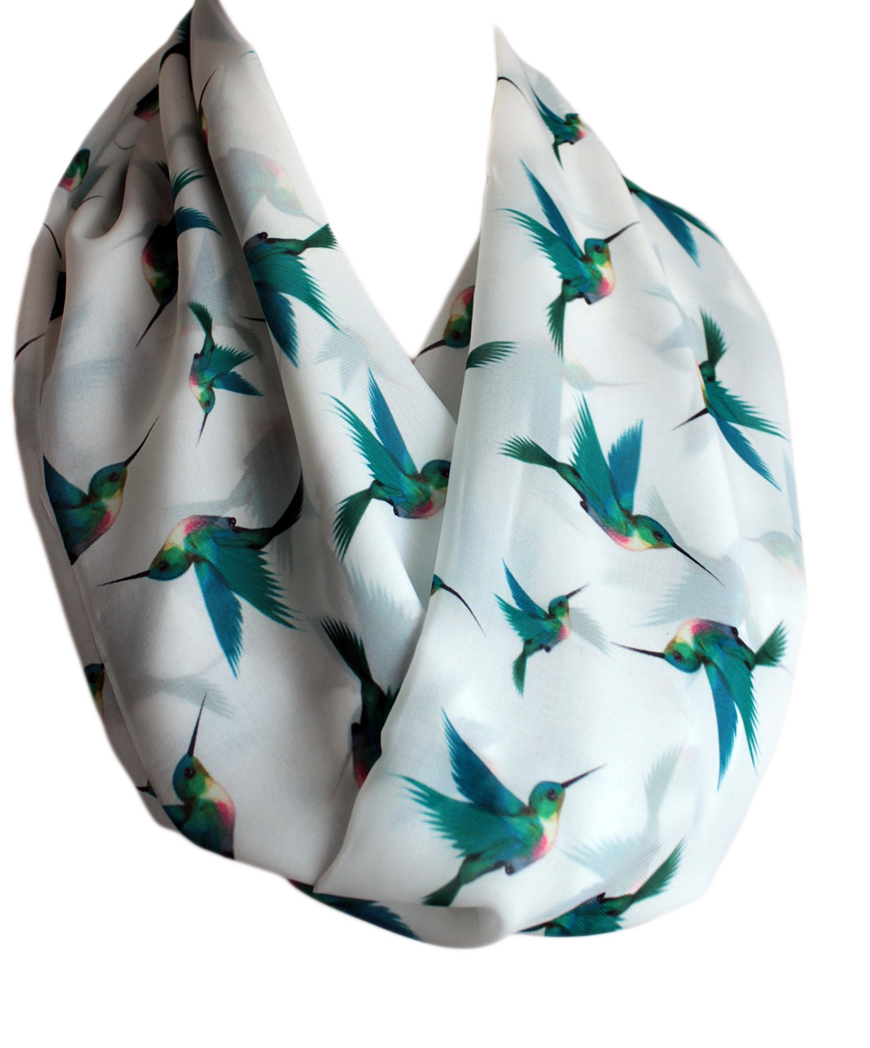 Etwoa Teal Blue Birds Pattern Infinity Scarf Circle Scarf Loop Scarf