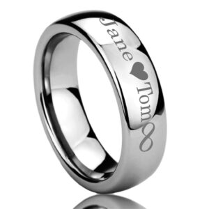 prime pristine personalized outside inside engraving titanium wedding band ring 6mm polished domed ring