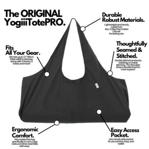 Yogiii Yoga Mat Bag | The ORIGINAL YogiiiTotePRO | Large Yoga Mat Bag or Yoga Mat Carrier with Side Pocket | Yoga Bag Fits Most Size Mats (Obsidian Black)