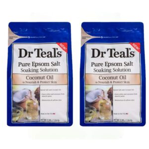 Dr Teals Coconut Oil Soaking Solution Mothers Day Gift Set (2 Pack, 3 lb. ea.) - Essential Oils Nourish & Protect Dry, Damaged Skin - Relieve Stress & Revitalize Tired, Achy Muscles at Home