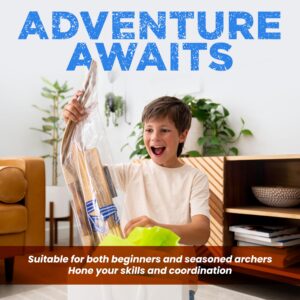 Adventure Awaits - 2-Pack Handmade Wooden Bow and Arrow Set - 20 Wood Arrows and 2 Quivers - for Outdoor Play