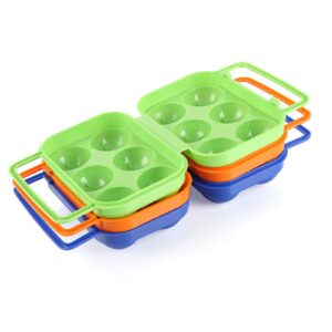 VolksRose Portable 6 Eggs Slots Holder Shockproof Storage Box for Camping Hiking - Blue