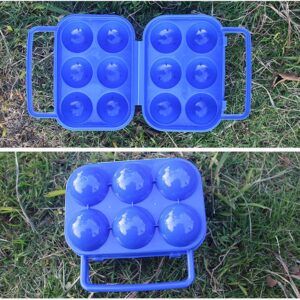 VolksRose Portable 6 Eggs Slots Holder Shockproof Storage Box for Camping Hiking - Blue