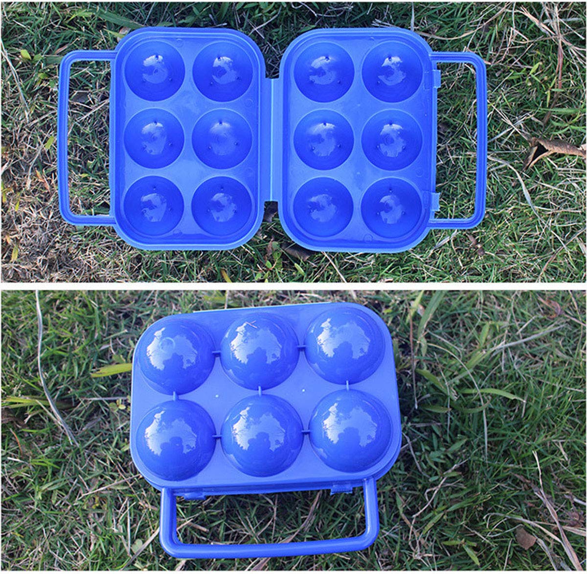 VolksRose Portable 6 Eggs Slots Holder Shockproof Storage Box for Camping Hiking - Blue