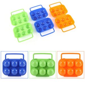 VolksRose Portable 6 Eggs Slots Holder Shockproof Storage Box for Camping Hiking - Blue