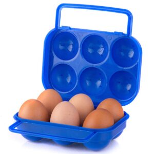 VolksRose Portable 6 Eggs Slots Holder Shockproof Storage Box for Camping Hiking - Blue