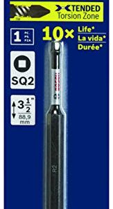 BOSCH ITSQ23501 1-Piece 3-1/2 In. Square #2 Impact Tough Screwdriving Power Bit