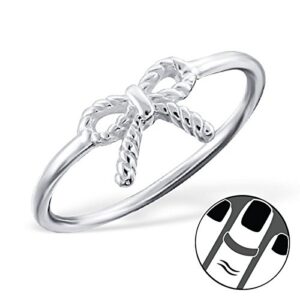 ICYROSE 925 Sterling Silver set of 3 Bow, Plain Pointed, Double Connected Above Knuckle Ring Mid Finger Top