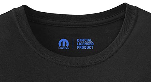 JH Design Men's Mopar Logo T-Shirt Short Sleeve Crew Neck Black Shirt (Large, Black)