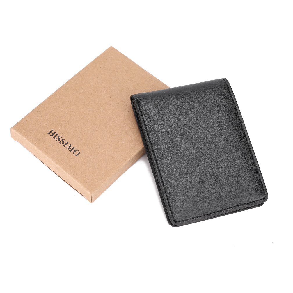 Mens Slim Front Pocket Wallet ID Window Card Case with RFID Blocking - Black