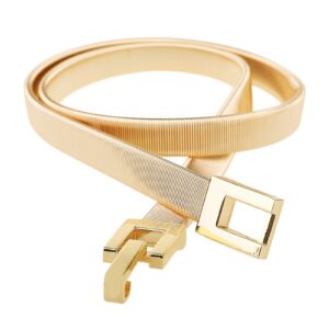 Tanpie Skinny Waist Belt of Women Elastic Metal Stretch Chain Belt Gold Medium