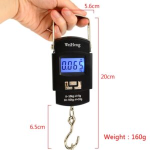 Fishing Scale Odowalker Electronic Hanging Hook Scale,Digital Electronic Balance Backlit LCD Display 50 Killogram / 110 lb - Wide Stainless Steel Handle