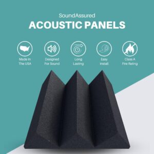 Bass Absorbing Wedge Style Panels - Soundproofing Acoustic Studio Foam - 12"x12"x4" Tiles - 2 Pack - DIY (Charcoal)