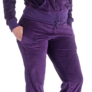 LeeHanTon Women Jogging Suits Sets Velour Outfit Athletic Zip Up Hoodie and Sweatpants Solid Workout 2 Pieces Tracksuit Purple M