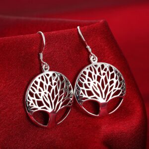 Tree of Life Earrings,Fashion Jewelry Sterling Silver Plated Tree Pendants Drop Dangle Earrings Dangles